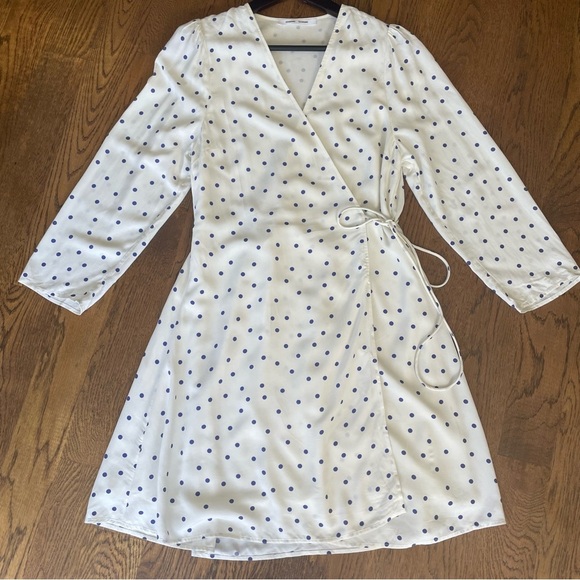 Samsoe Samsoe Britt s Wrap Dress Clematis Dot Mini Dress Size L - Picture 11 of 13